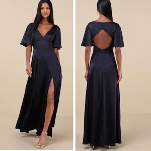 Lulu's Midnight Blue Backless Dress